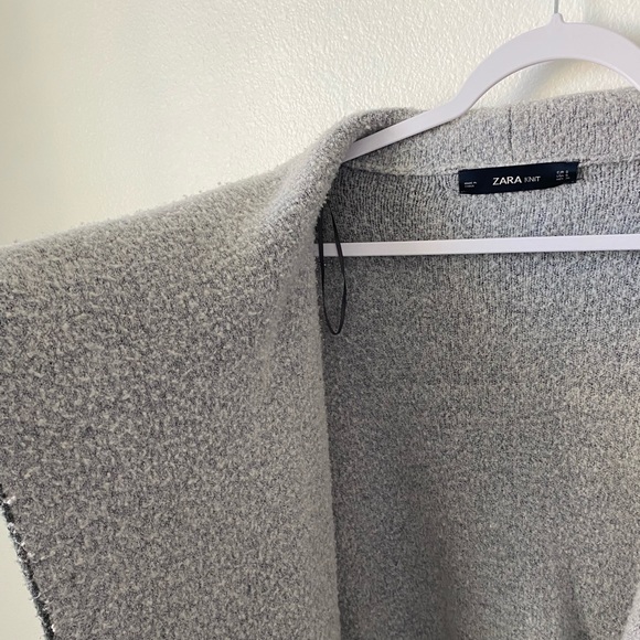 Zara Drape Front Grey Knit Cardigan - Picture 4 of 4